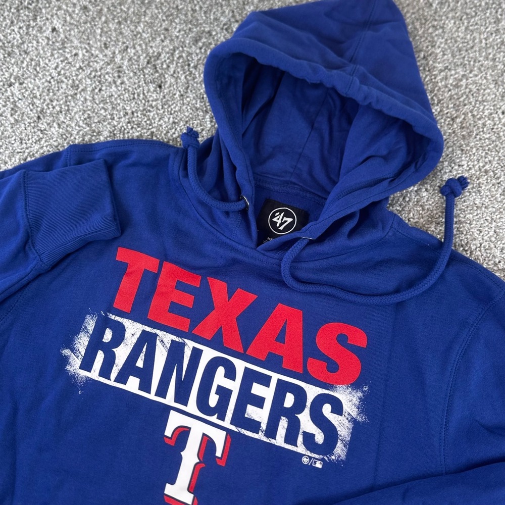 47 Brand Texas Rangers Hoodie Sweatshirt Mens Medium Baseball MLB October NEW